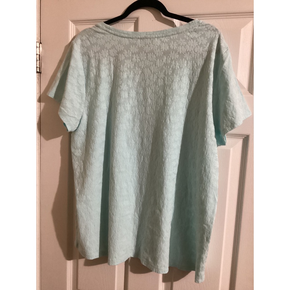 LL Bean Aqua Textured Jersey Tee T Shirt Top Womens 2X Cotton Blend Casual - Picture 4 of 8